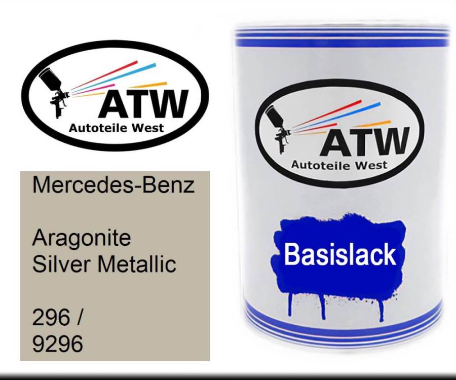 Mercedes-Benz, Aragonite Silver Metallic, 296 / 9296: 500ml Lackdose, von ATW Autoteile West.